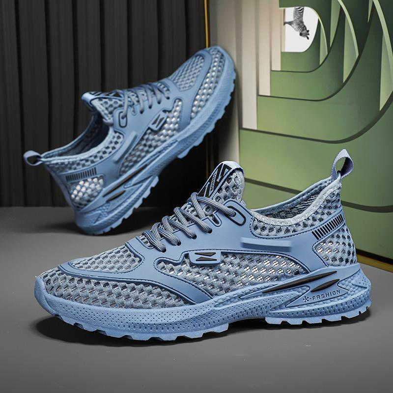 Men's Shoes Summer Mesh Breathable Fly-woven Mesh Shoes Men's Running Leisure Sports Thin Lightweight Beach Mesh Shoes 2024