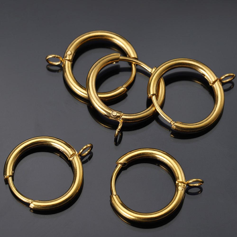 MINGXUAN 10pcs Gold Stainless Steel Earring Hook with Loop Ear Post Jump Ring French Earrings Earwire for Jewelry Making DIY