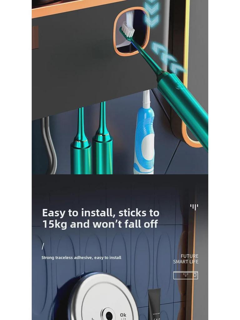 Wall-Mounted Multi-Functional Toothbrush Sterilizer and Holder