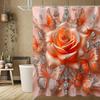 4pcs, Orange rose exquisite butterfly pattern, Apartment bathroom Shower Room shower curtain, hotel shower curtain set with