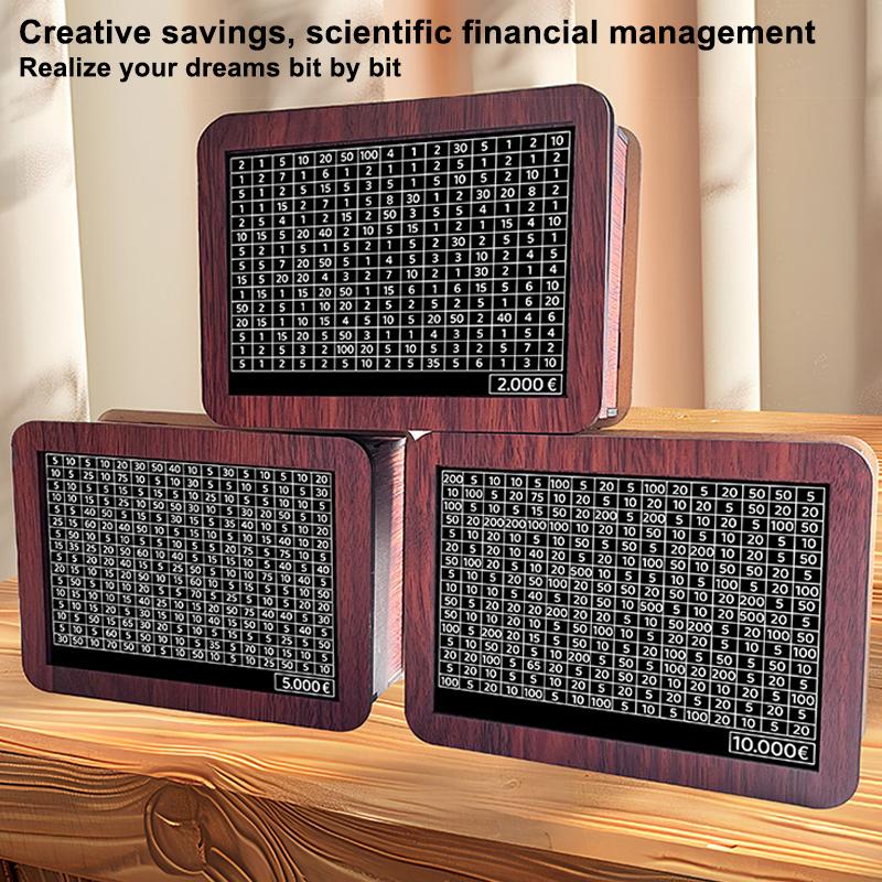 Wooden Money Saving Box Money Storage Bank With Saving Money Goals Counter Reusable Handmade Piggy Bank Coin Tray Storage Case