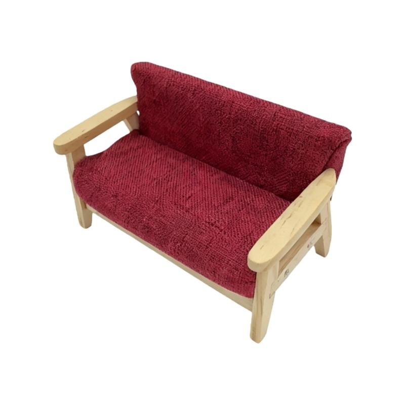 Dollhouses Loveseat Single Sofa Couch Handcrafted Miniature Decors For DIY Toy House Accessories
