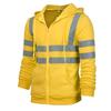 Fleece-lined Outdoor Sanitation Workwear Men's High Visibility Reflective Strip Zipper Hooded Sweatshirts
