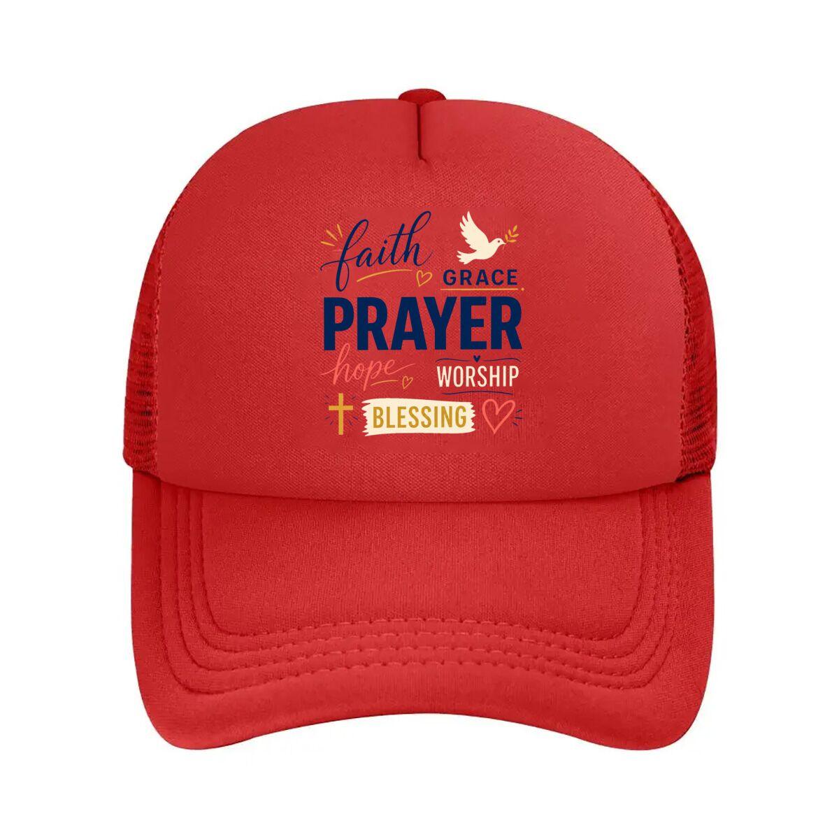 Faith Love Prayer Typography Graphic Mesh Baseball Cap Hip Hop Adjustable