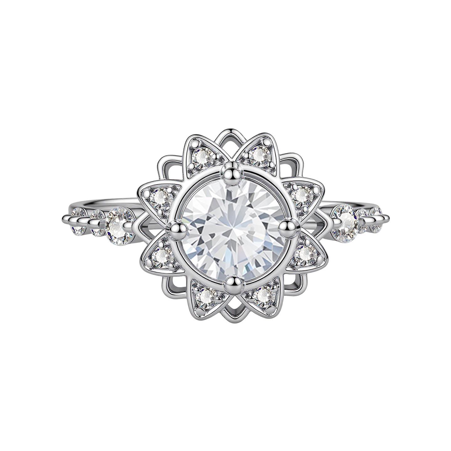 Hollow Sunflower Zircon Ring - Adjustable, Luxurious  Versatile Accessory Adjustable Open