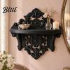 Space Saving Wall Shelf Vintage Floating for Wall, 3D Printed Gothic Carving Display Shelf, Easy To Install Shelves Mount Black Storage Rack