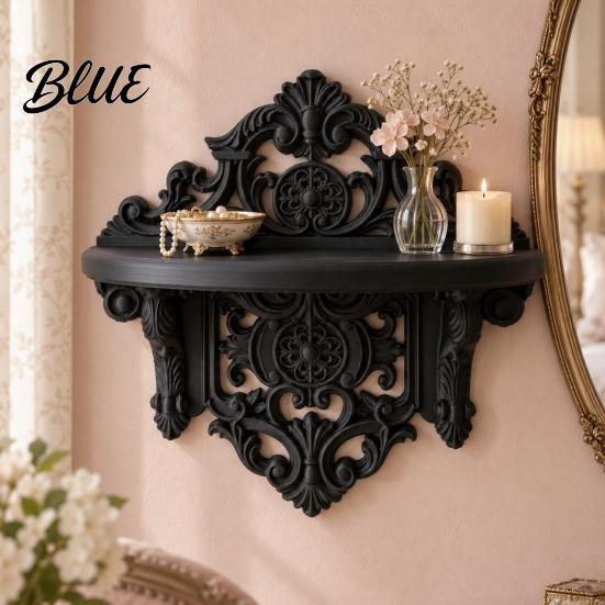 Space Saving Wall Shelf Vintage Floating for Wall, 3D Printed Gothic Carving Display Shelf, Easy To Install Shelves Mount Black Storage Rack