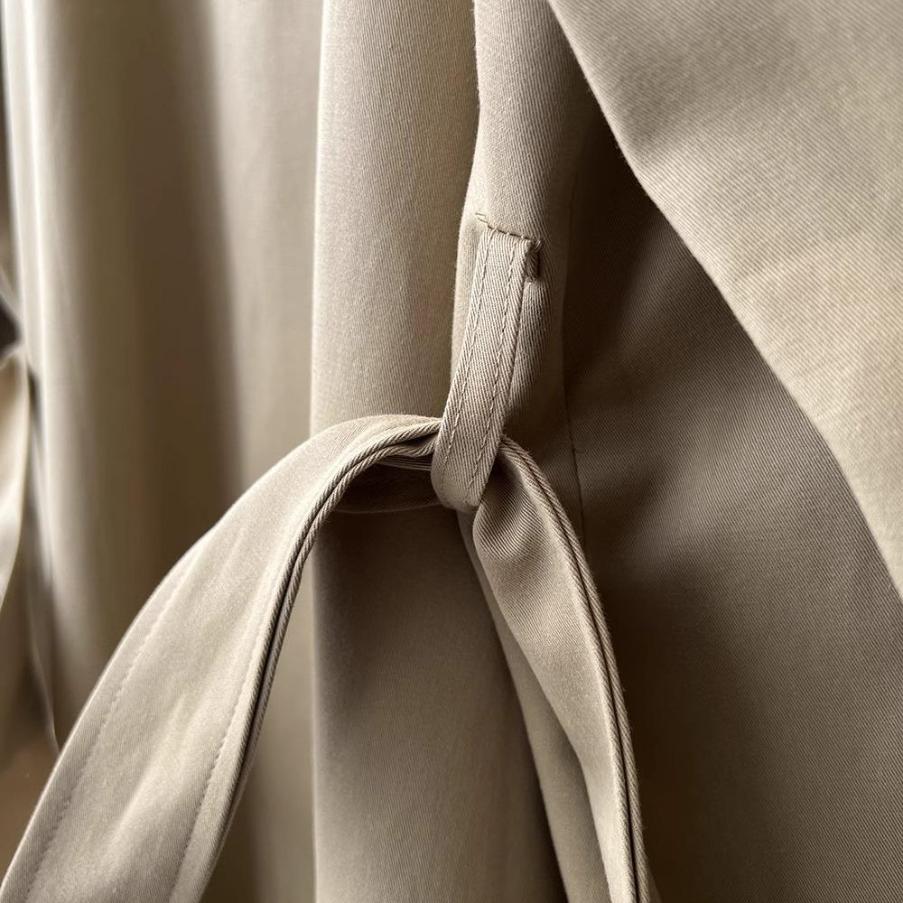 Women's Retro Style Mid-Length Cotton Trench Coat with Stand-Up Collar