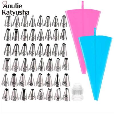Silicone Pastry Bag Stainless Steel Nozzle DIY Cake Cream Decorating Tip Set Mouth Icing Piping Cream Baking Decor Tools