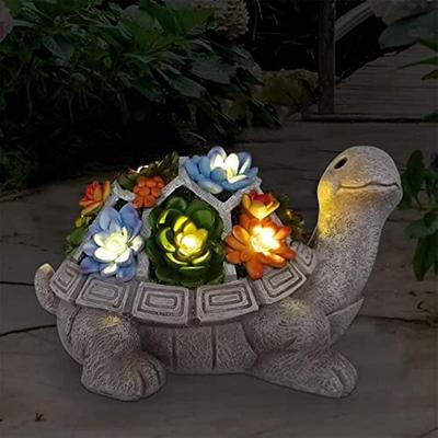 Solar Garden Statue Turtle Figurine 7 LED Lights - Outdoor Lawn Decor Garden Tortoise Statue for Patio, Balcony, Yard, Lawn Ornament