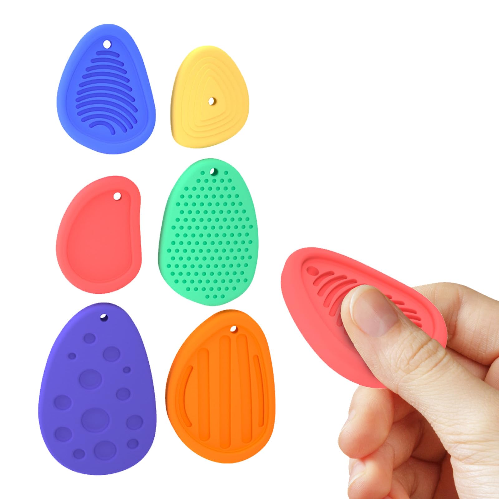 

Toy Sensory Stones Set Perforated Portable Squeeze Suitable for ADHD and Developmental Disabilities OutopAutism 6-Piece - Silicone, Design, коричневый