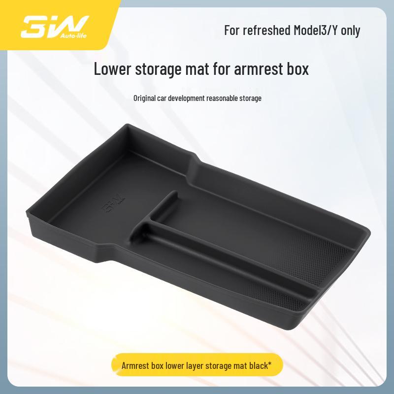 

Tesla Model 3 Lower Armrest Storage Box with Silicone Mat