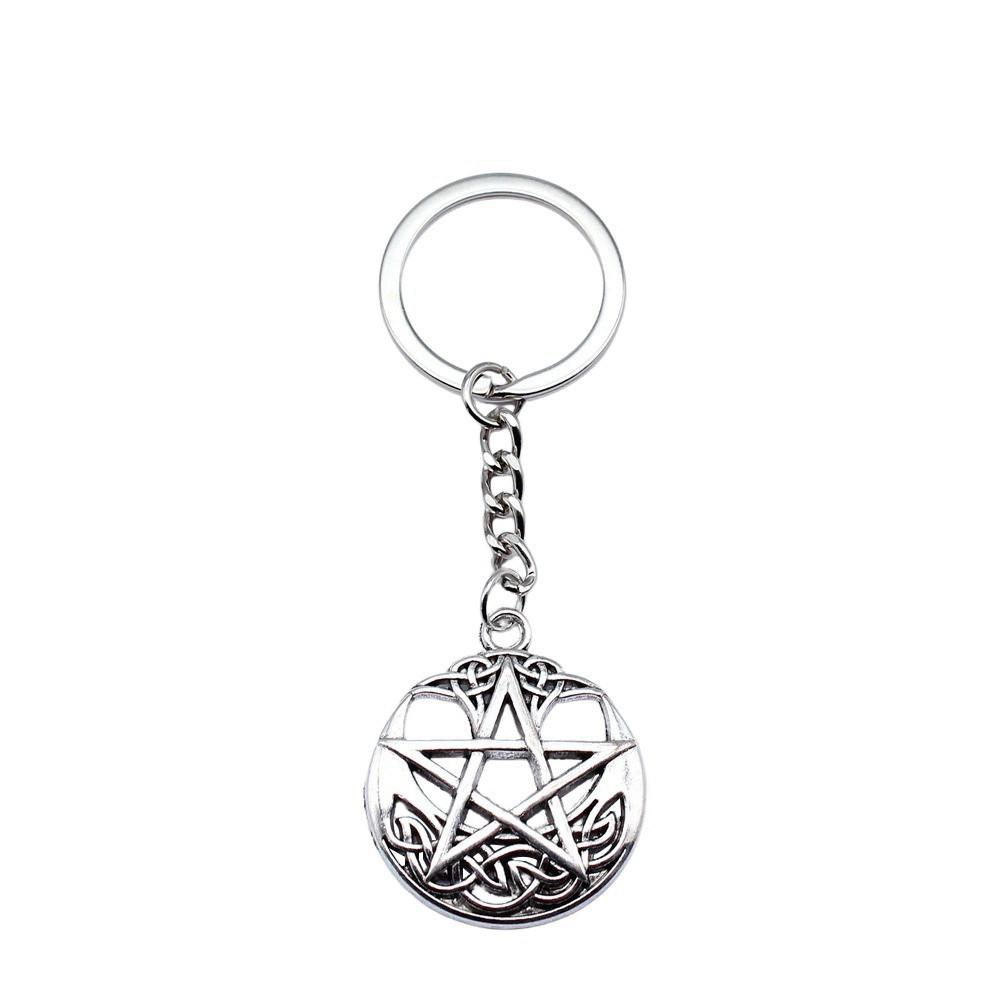 28mm Key Ring Star Pentagram Moon Minimalist Jewelry Components QY043