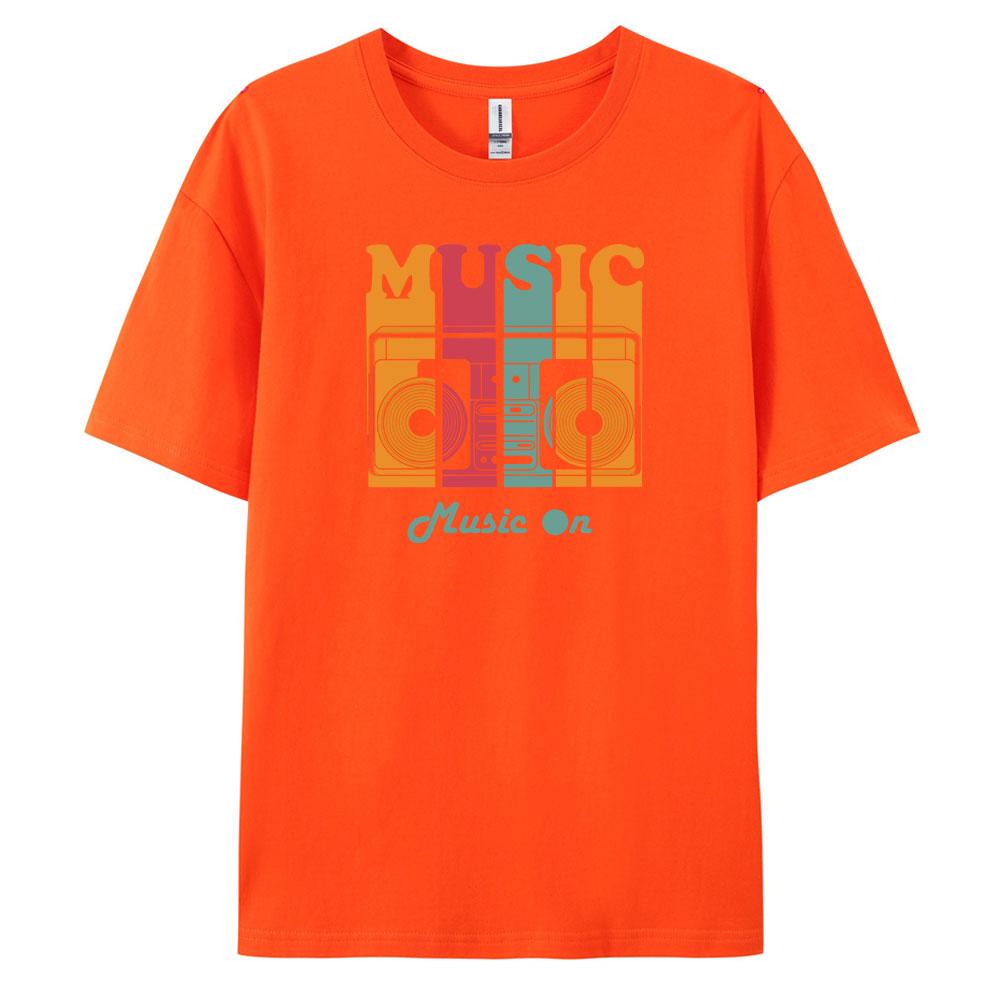 Music Mens Casual Shortsleeved Tshirt with 100 Cotton Fashion print Tees oversize