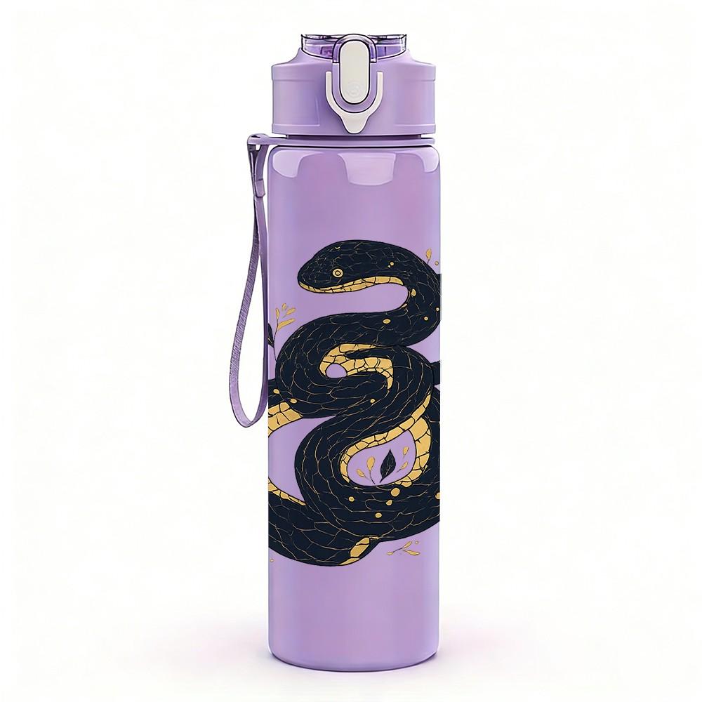 1PC Twisted Snake Pattern Art 750ml Color Plastic Sports Water Bottle Leakproof Flip Straw Lid Suitable for Sports Office Home Use