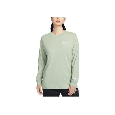 1972 Crew Neck Letter Print Long Sleeve T-Shirt Women Tops Horizon-Green HF3260-370