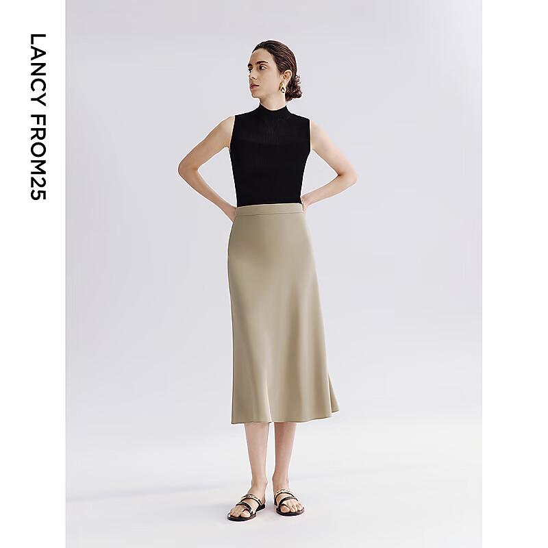 Langzi Wang Churan Co-branded Mulberry Silk A-Line Fishtail Midi Skirt