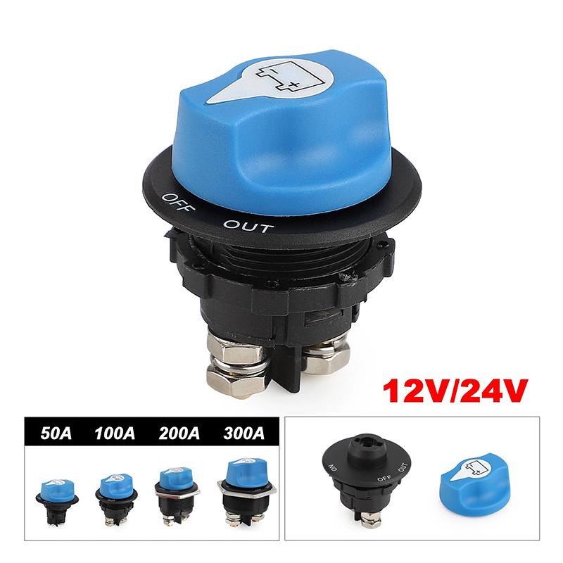 Car Battery Race Rally Switch 50 100 200 300A Blue Battery Disconnector Isolator Cut Off Switch Kit For Rv Motorcycle Truck Boat