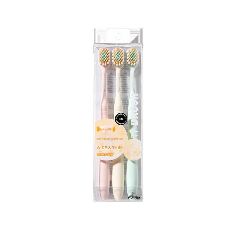 Chenke Adult Soft Bristle Wide Head Toothbrush Set - 3 Pack, Japanese-Style for Home Use, High-Grade Convex Design