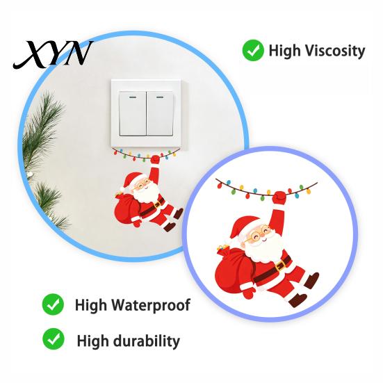 Decorative Light Switch Decals Santa Claus On Swing Sticker, PVC Wall Decal, Socket Panel Stickers Removable Self-adhesive Cover for Bedrooms