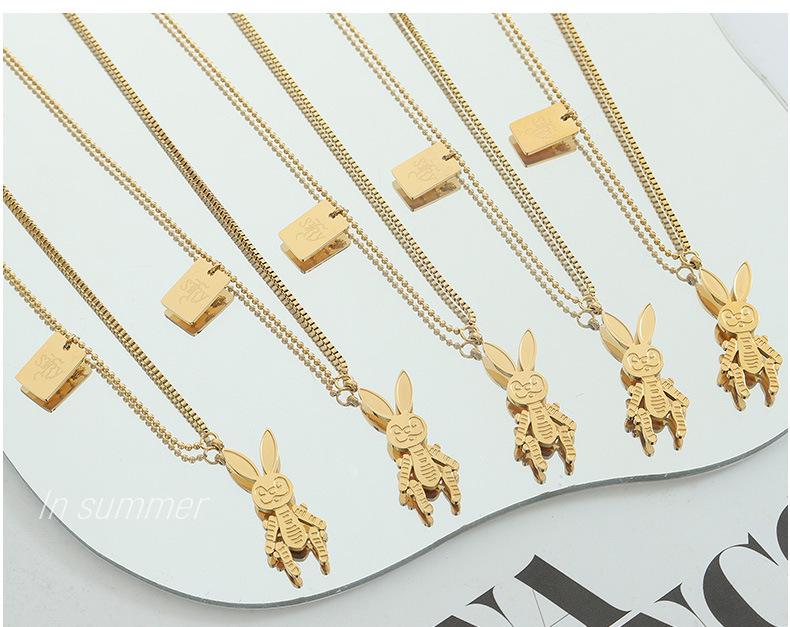 European Punk Stylish Rabbit Pendant Chain Necklace for Women