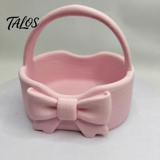3D Printed Bow Storage Basket, Portable Rounded Design Lipstick Sundries Holder for Entryway Desktop Vanity Tabletop, Girly Style Home Organizer