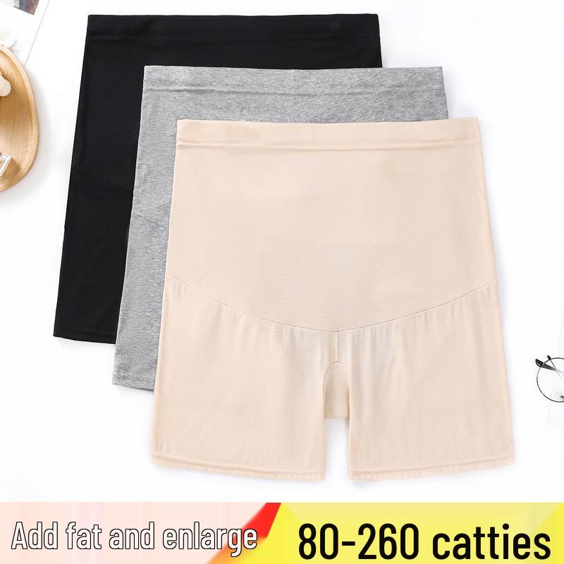 3/4 Length Ribbed Cotton Stretch Maternity Leggings, Large Size, Anti-Exposure, Thin Style, Fits up to 200 Jin XXL