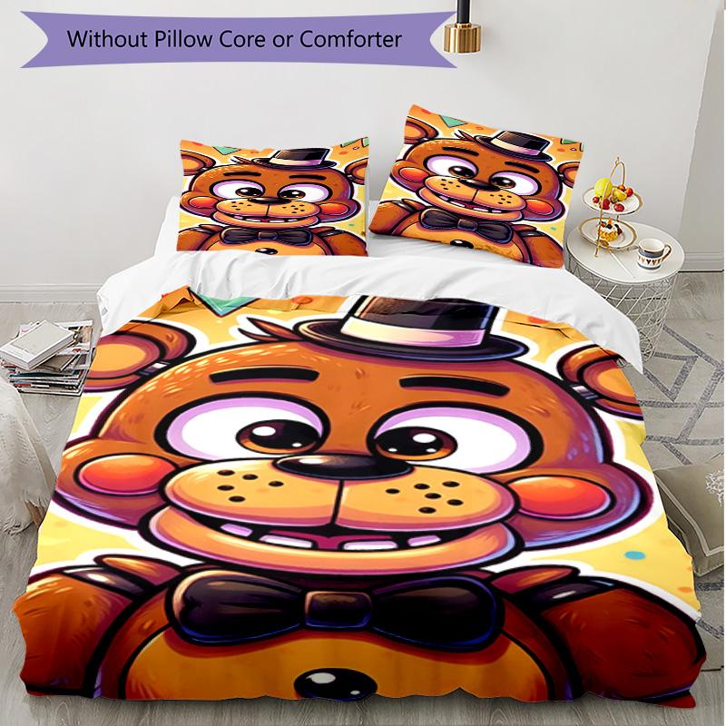 3pcs Duvet Cover Set (1*Duvet Cover + 2*Pillowcase, Without Core), Five Nights At Freddy's Print Soft All‑Season Bedding Set, Home Bedroom Decor Gift