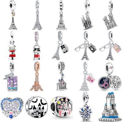 Architecture Cuivre Château Tour Grande Roue Breloques S'adaptent aux Bracelets Colliers Pendentifs Originaux Femmes DIY Bijoux Fins
