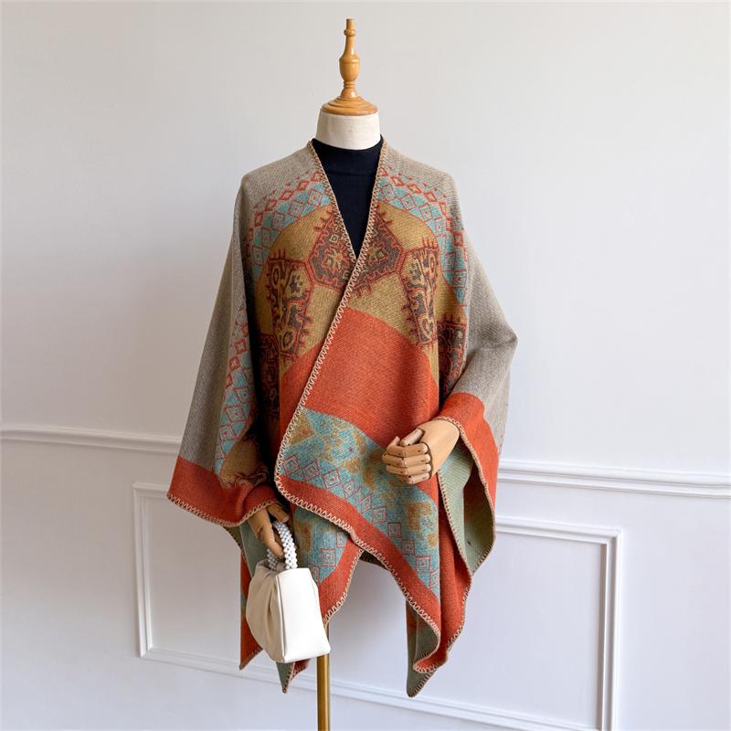 Winter Pashmina Shawl for Women Luxury Lady Poncho Elegant Windproof Scarf Autumn Soft Traveling Cape Shawl Winter Clothing