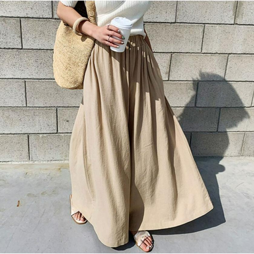 Summer Breathable Linen Wide-leg Pants, Nine-point Pants, Women's Loose Linen Trousers, Skirt Pants, Women's Pants