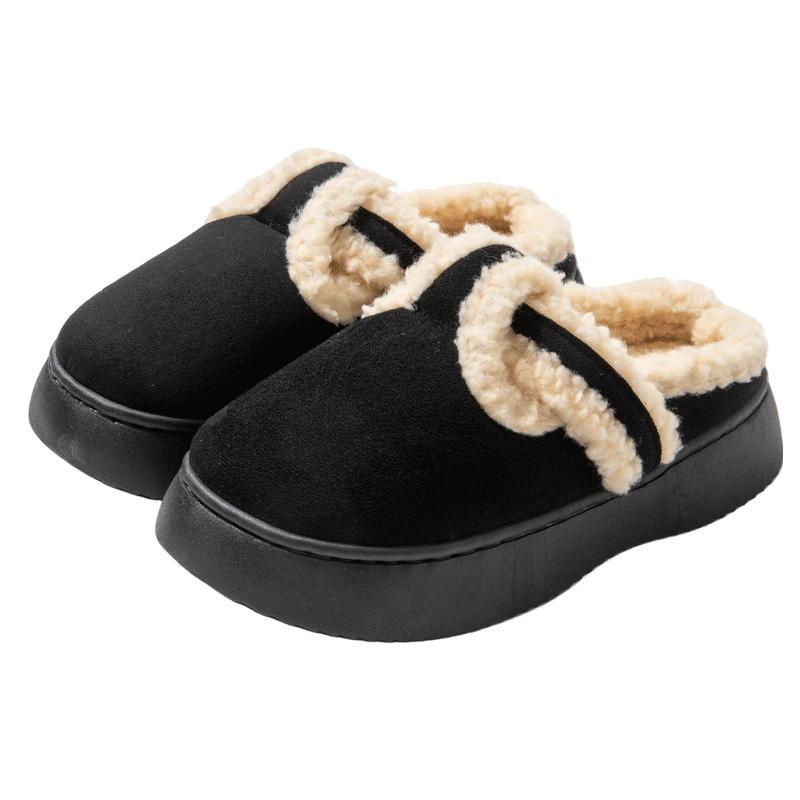 Cotton slippers women's autumn and winter suede trendy and versatile warm and velvet outer wear thick bottom bag head hair mop