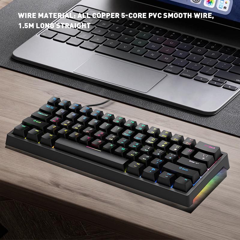 AMZ Hot Sale 60% Mechanical Keyboard 61 Keys 60 Percent RGB LED Backlit Teclado Gamer Wired Gaming Keyboard for Laptop Computer