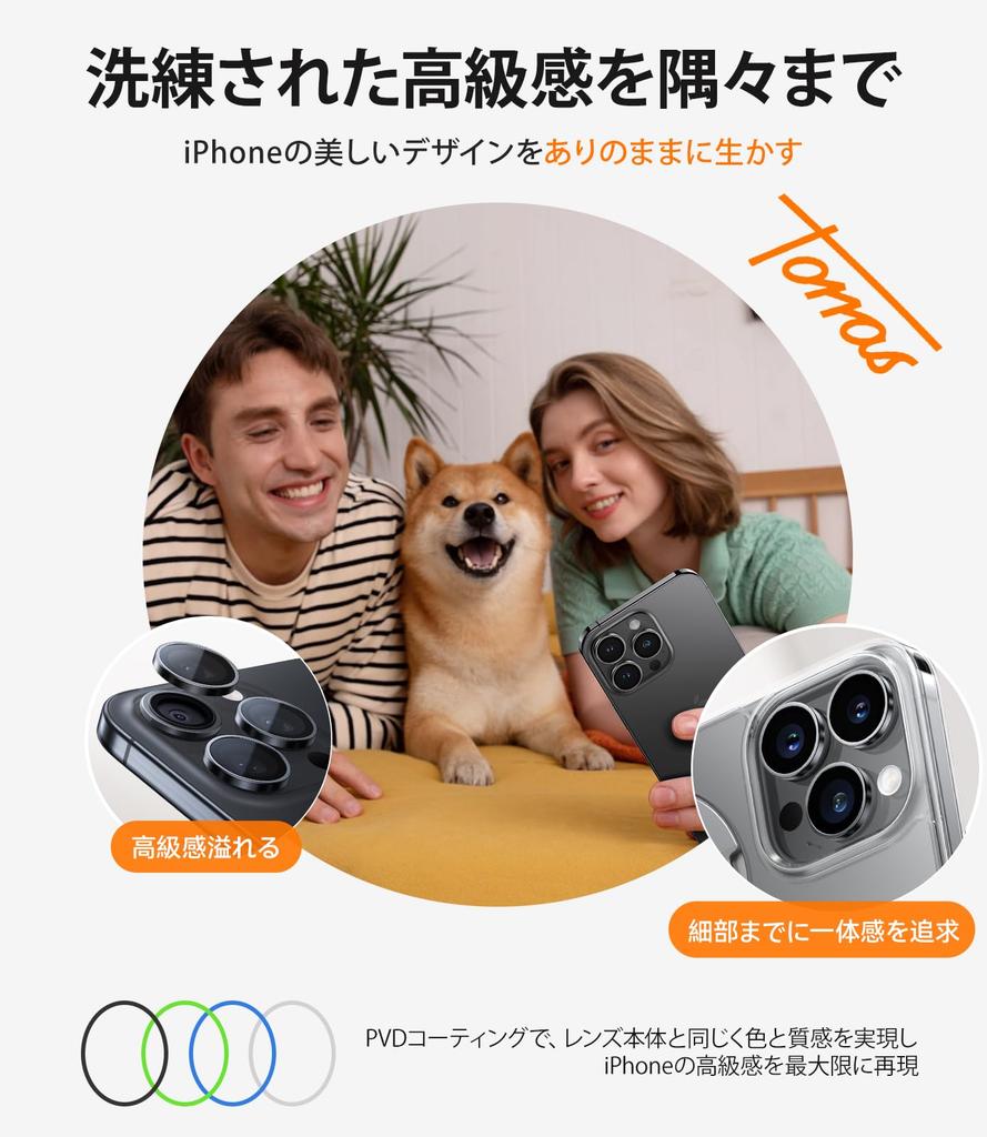 TORRAS Camera Protection for iPhone 15 Pro and iPhone 15 Pro Max Beauty and Tempered Glass Camera Lens Protection with Black 1 Black LensGuard for