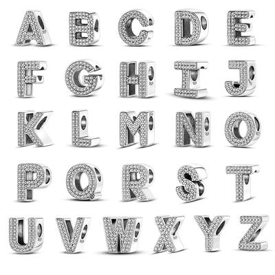 Suitable For Bracelets Decorative Charms Plata De Ley Genuine Copper 26 Alphabet Letters Charm Decorations Bead Elements For Women Jewelry Creation