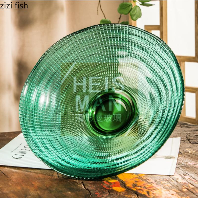 High Foot Glass Fruit Plate Candy Plate Refreshment Plates Snack Trays Dried Fruit Plates Dessert Bowl Salad Bowl Dim Sum Dish