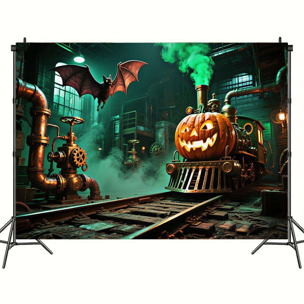 Halloween Wall Art Decor AI Spooky Pumpkin Candy House Gothic Cemetery Poster Horror Fantasy Room Decor Mystery Festive Holiday Background Painting