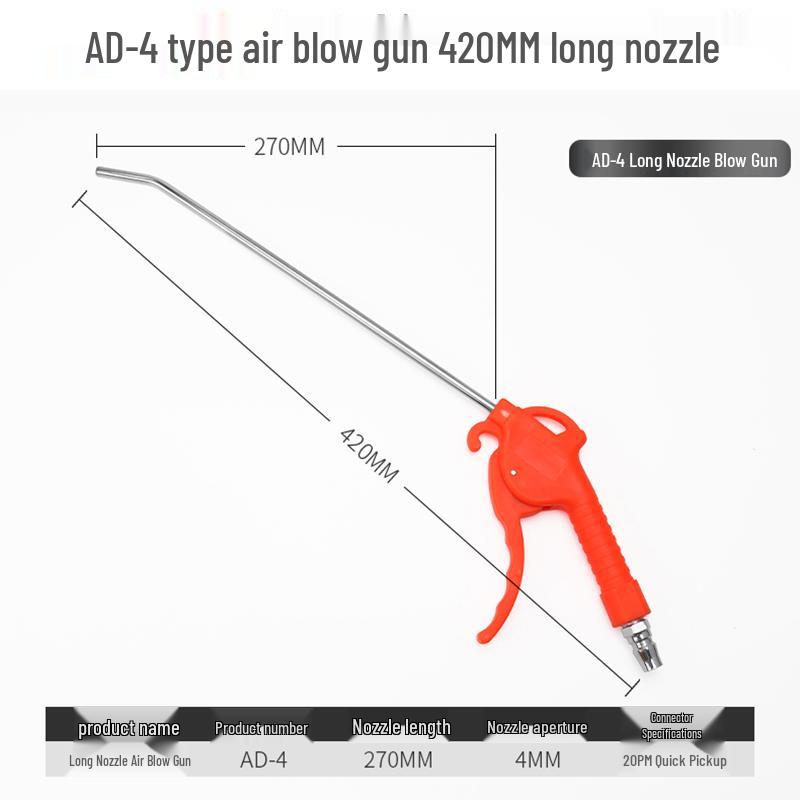 Extended High-Pressure Pneumatic Air Blower & Dusting Gun Tool