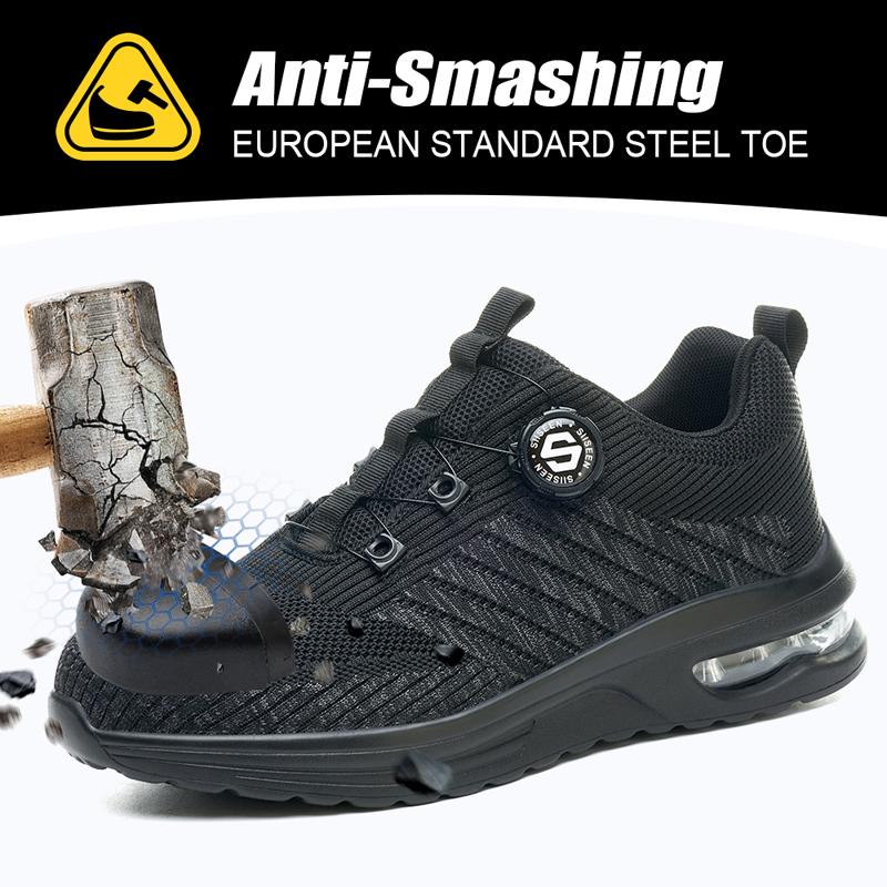 Rotating button Men's safety shoes Work Sneakers Steel toe shoes Lightweight Protection Shoes Puncture-Proof Protection Shoes