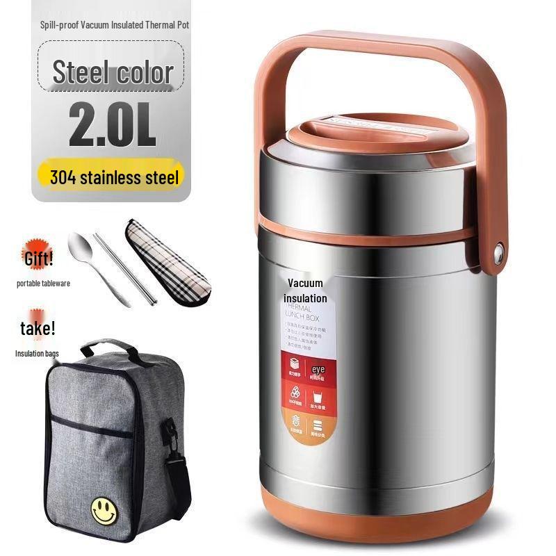 304 Stainless Steel Triple-Layer Insulated Lunch Box for Students & Office Workers