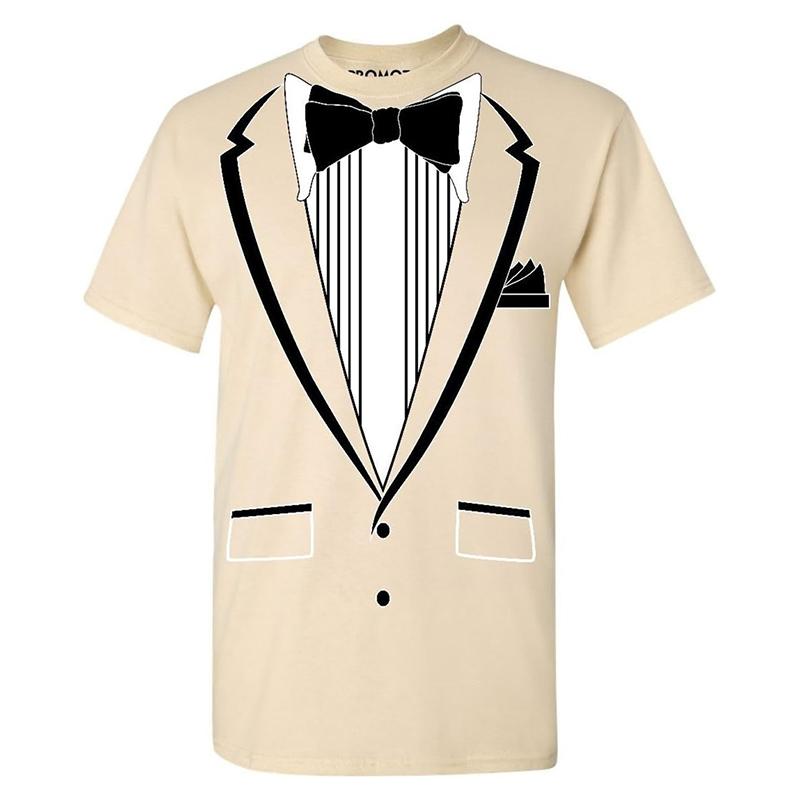 Tailcoat Printing T Shirt Men Street Funny Cosplay Short Sleeve T Shirts Fake Tie Captain Clothes Fashion Trend Top