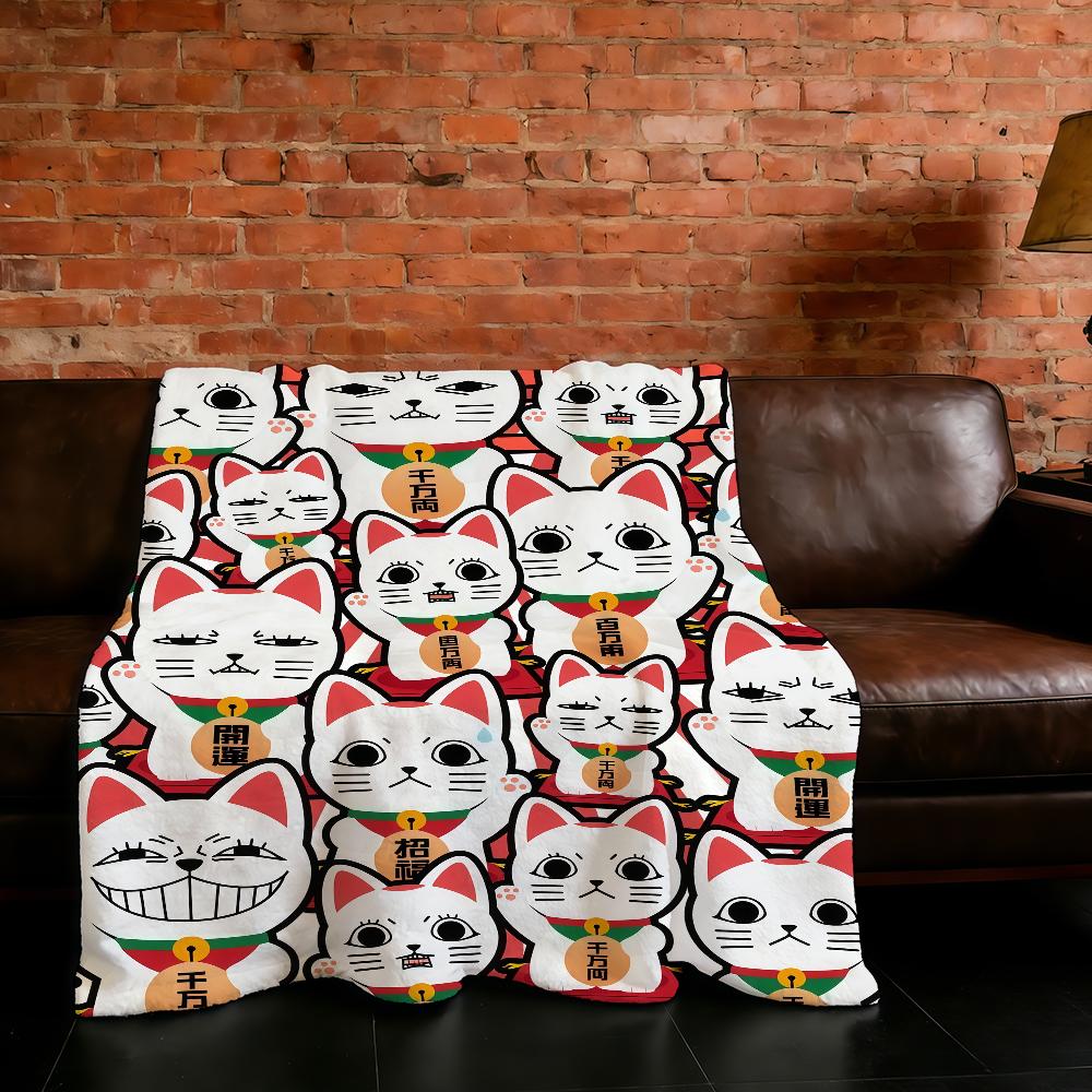 Blanket Super Luck Warm Maneki Comfortable Plush Throw Money Blanket Child Home Sofa Bedroom Rich Cat Neko Gift