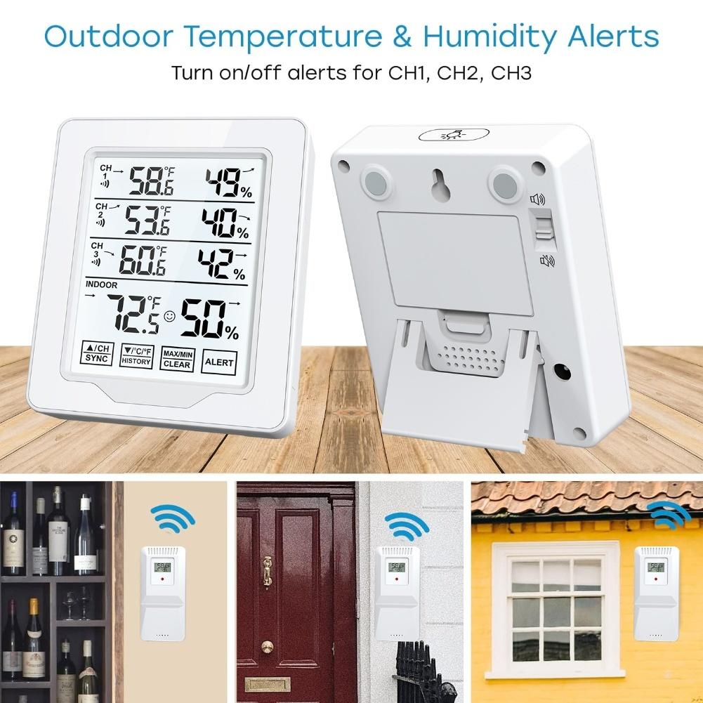 

White Indoor Outdoor Sensor 24-Hour Tracking AAA Battery Powered Accurate Temperature Readings Garden Use Home Monitoring China Mainland