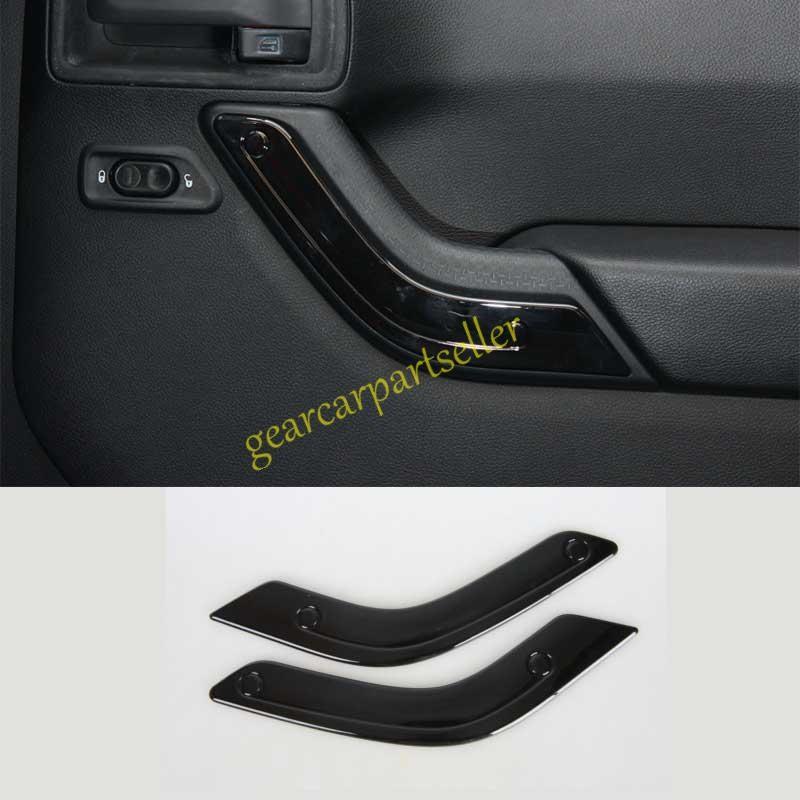 For Jeep Wrangler JK 2DR 11-2017 Glossy Black Inner Door Handle Strip Trim