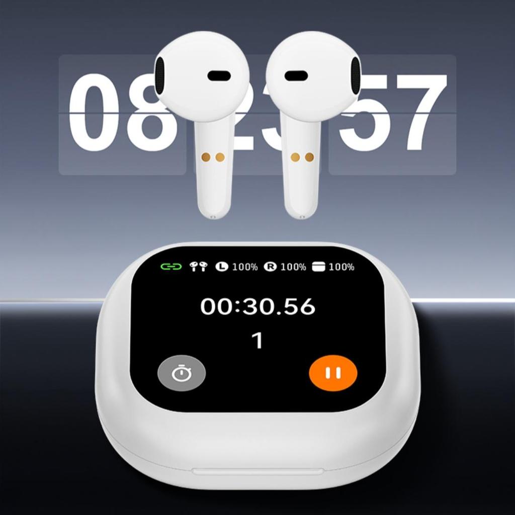 T18 TWS Smart Buds 1,96-Zoll-Bildschirmanzeige 240x282 BT5.4 Tastenanschlag-Touch Typ-C 300mAh Mehrsprachiges Multifunktionales Smart-Headset
