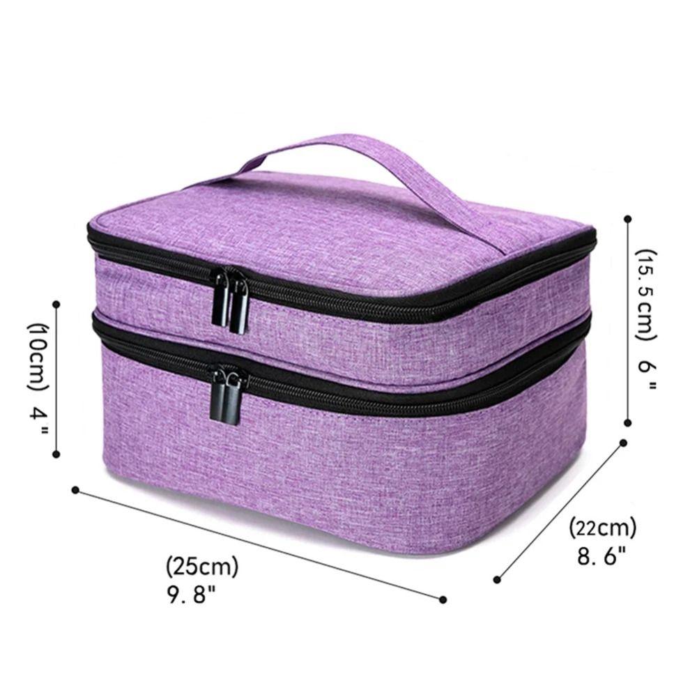 30 Bottles Nail Polish Storage Bag Double-Layer Portable Nail Varnish Holder Multifunctional Essential Oil Handbag