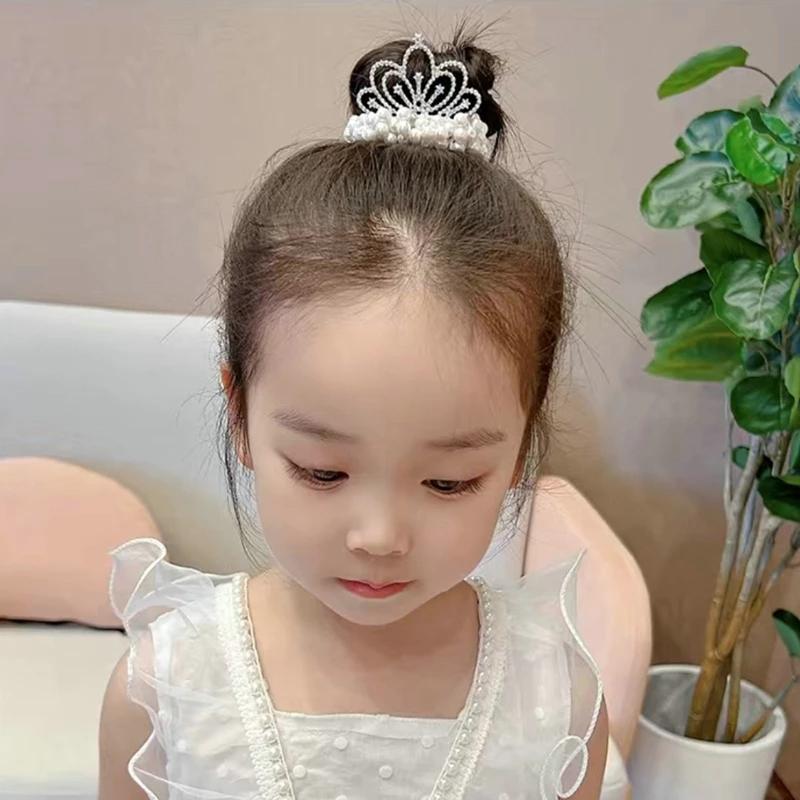 Holčička Roztomilá gumička Korunka čelenka Pearl Head Lanko Květina Lanko do vlasů Princezna Prsten do vlasů Novinka