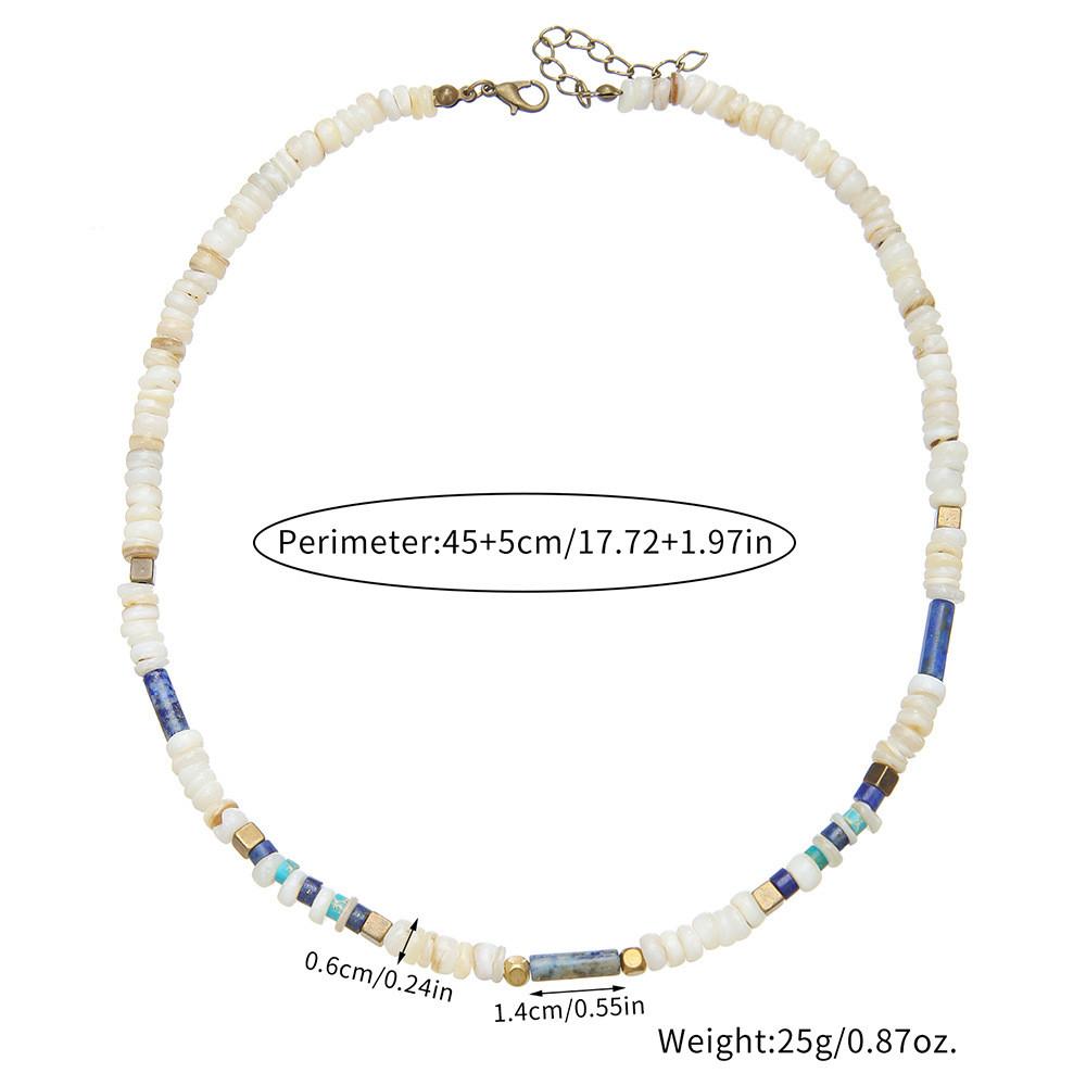 Summer Mens Geometric Shell Bead Necklace With Stainless Steel Chain For Casual Wear