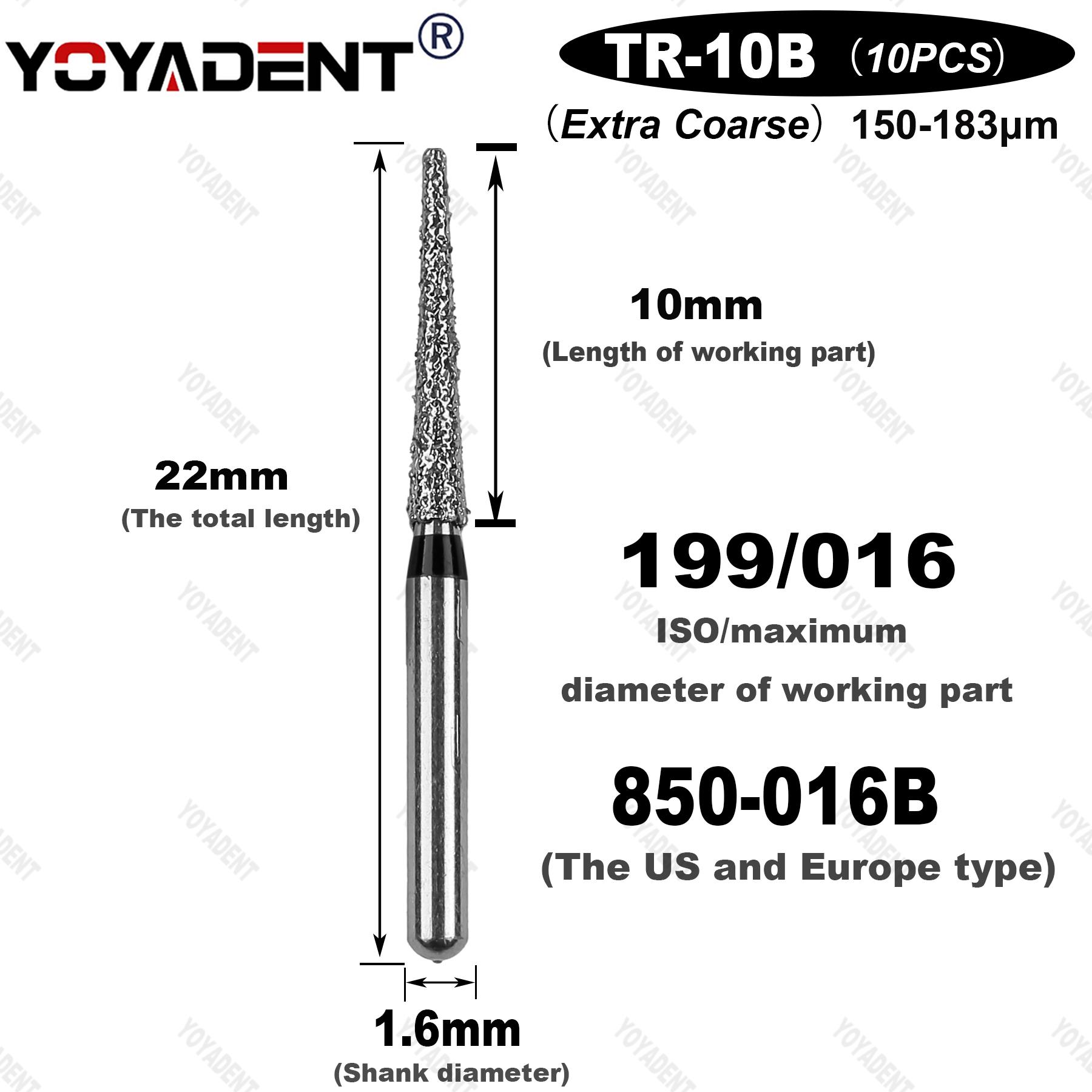 TR Type Extra Coarse Dental Diamond Burs Dentistry Drill For High Speed Handpiecess Dentistry Lab Polishing 10pcs/Pack