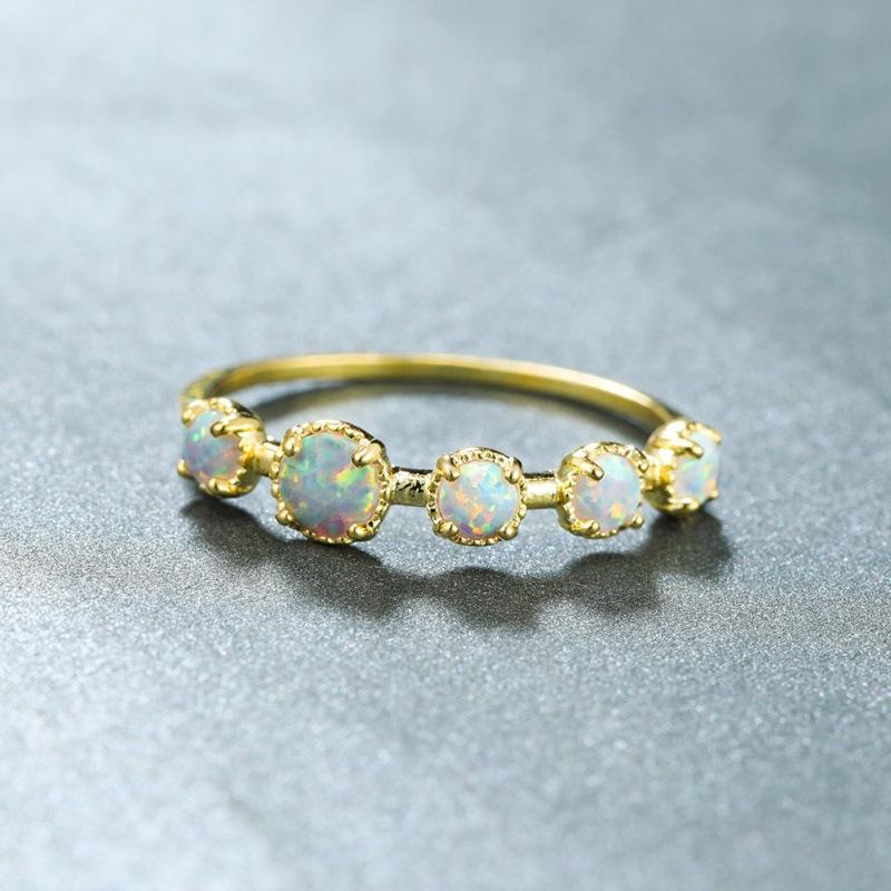 Cold Wind Gold Five Round Opal Ring Simple Jewelry no. 6